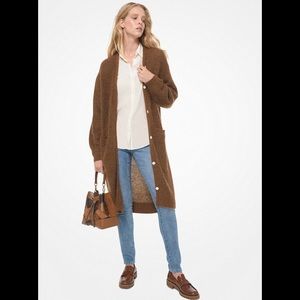 NWOT Michael Kors Wool & Mohair Blend V-Neck Caramel Cardigan